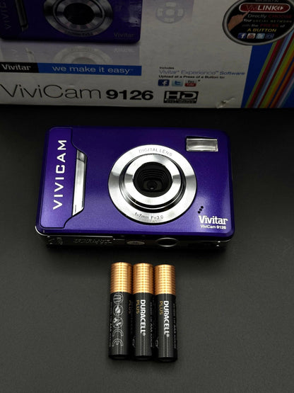 New & Boxed Vivitar Digital Camera Vivicam 9126 9.0MP Purple - Fully Working