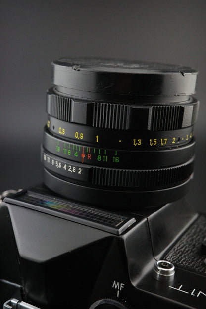 Zenit EM 35mm Film Camera + Helios 44M 2/58 + External LightMeter - Read Details