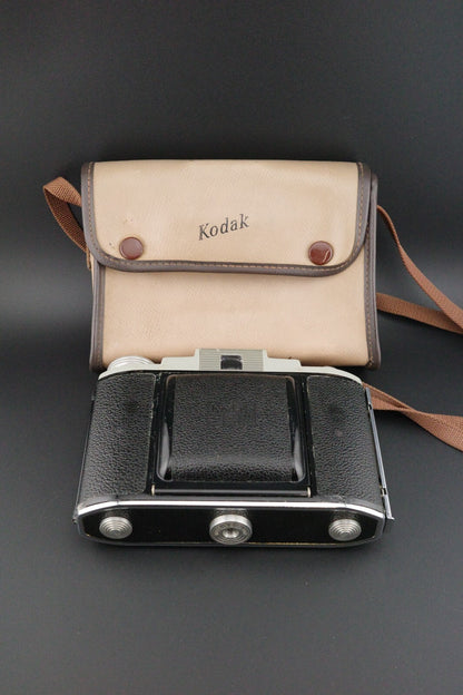 Kodak 66 Model II Vintage 1950's 120 Film Folding Camera + Case Tested & Working