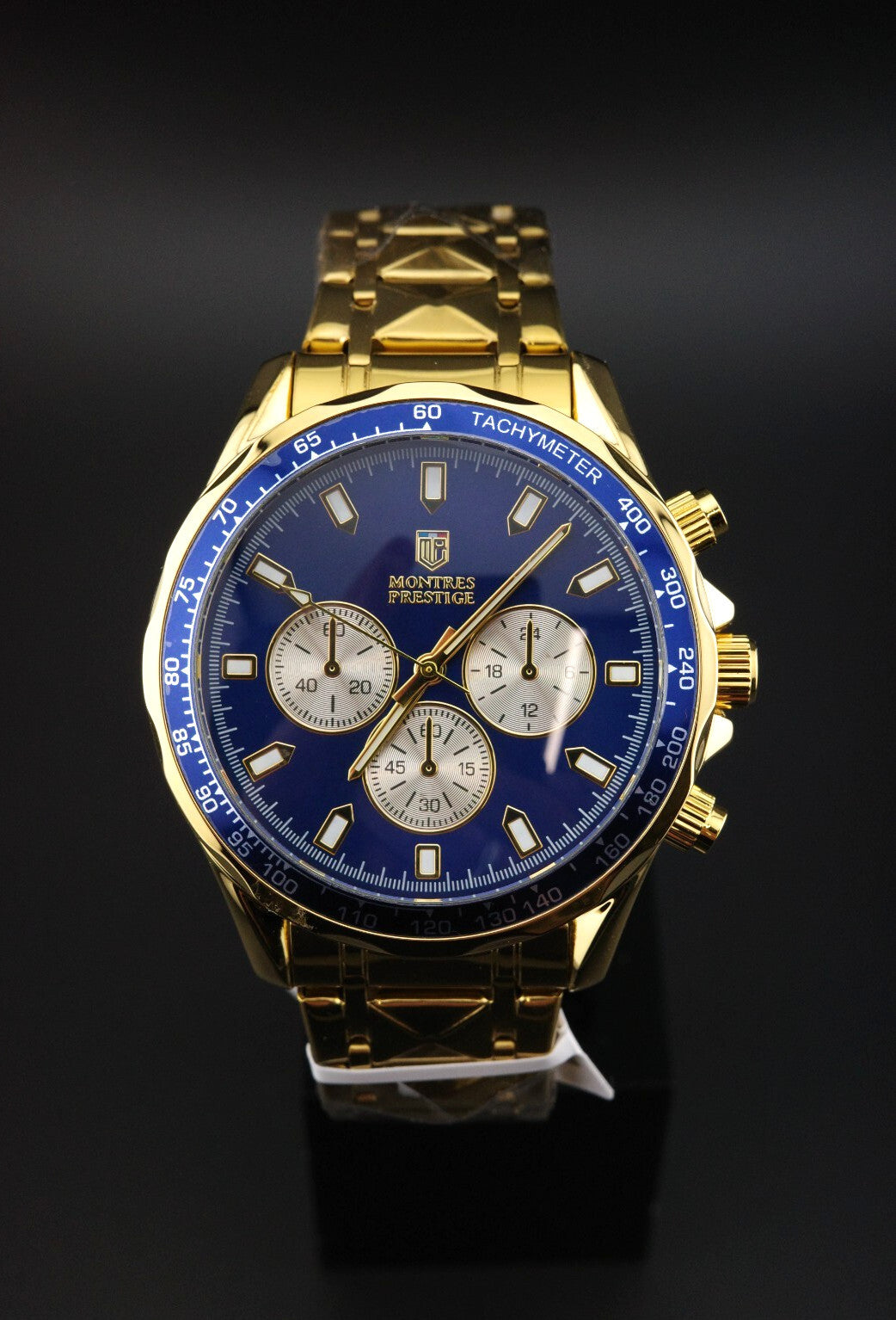 Montres Prestige MPW-0349 Men’s Watch 44mm Gold Blue Dial - Brand New & Boxed