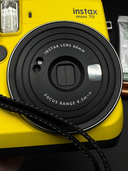 Fujifilm Instax Mini 70 Yellow Instant Film Camera + Film & Batteries - Working