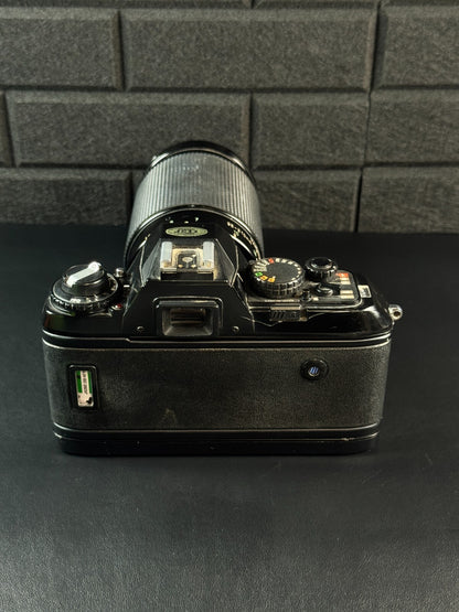 Nikon F-301 35mm Film SLR Camera + Tamron 35-200mm Zoom Lens - Tested & Working