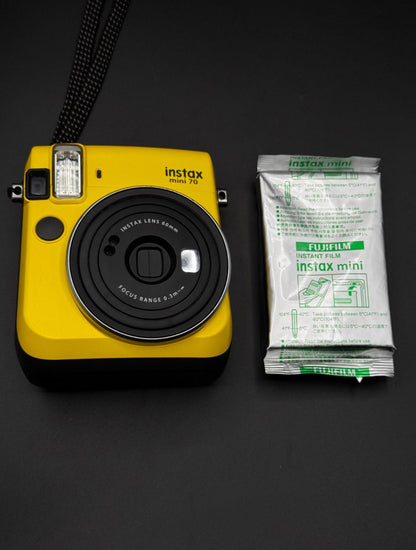 Fujifilm Instax Mini 70 Yellow Instant Film Camera + Film & Batteries - Working