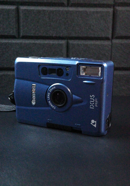 Canon IXUS AF Vintage 1990's Blue Compact APS Film Camera + Case Tested Working
