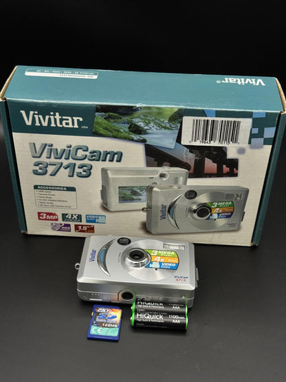 Fully Working & Boxed Vivitar Vivicam 3713 3MP Compact Digital Camera + SD Card
