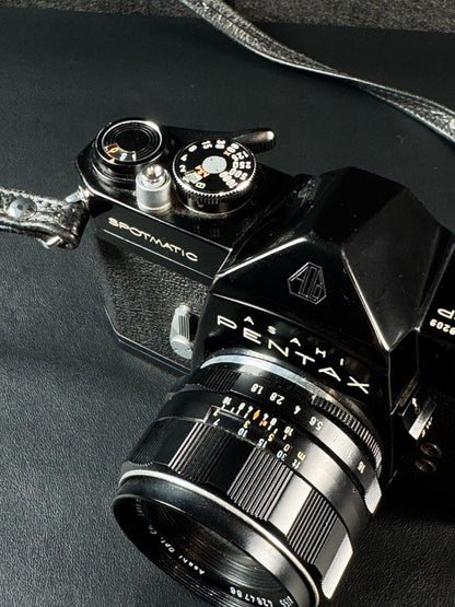 Asahi Pentax Spotmatic SP 35mm SLR Film Camera + Takumar 55mm 1.8 Lens - Working