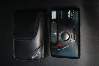 Halina Vision C-XMS 35mm Film Point & Shoot Camera + Case Tested & Fully Working