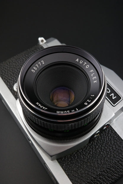 Vintage Chinon CS 35mm Film Camera, Helios Flash & 50mm 2.8 Lens - Fully Working