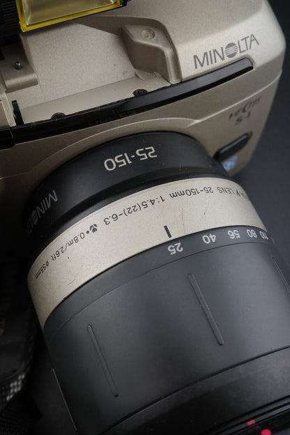 Minolta Vectis S-1 Vintage 1990's APS SLR + 25-150mm Lens - Tested & Working