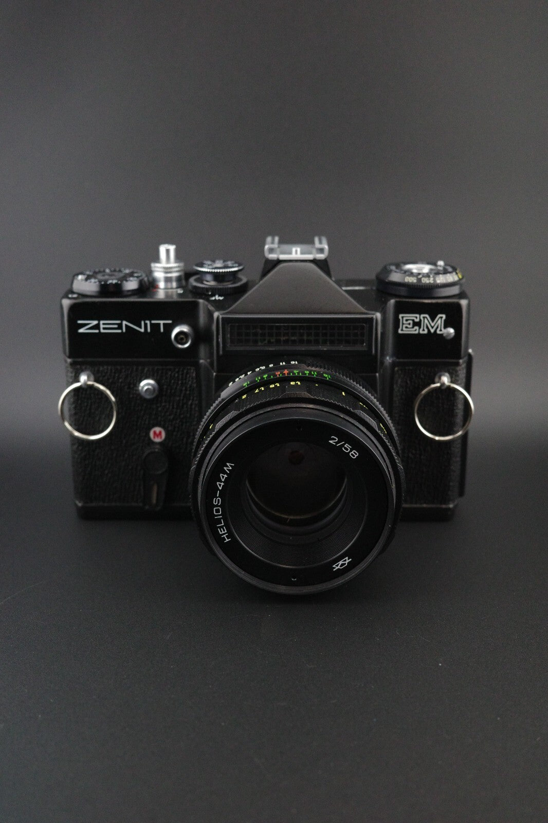 Zenit EM 35mm Film Camera + Helios 44M 2/58 + External LightMeter - Read Details