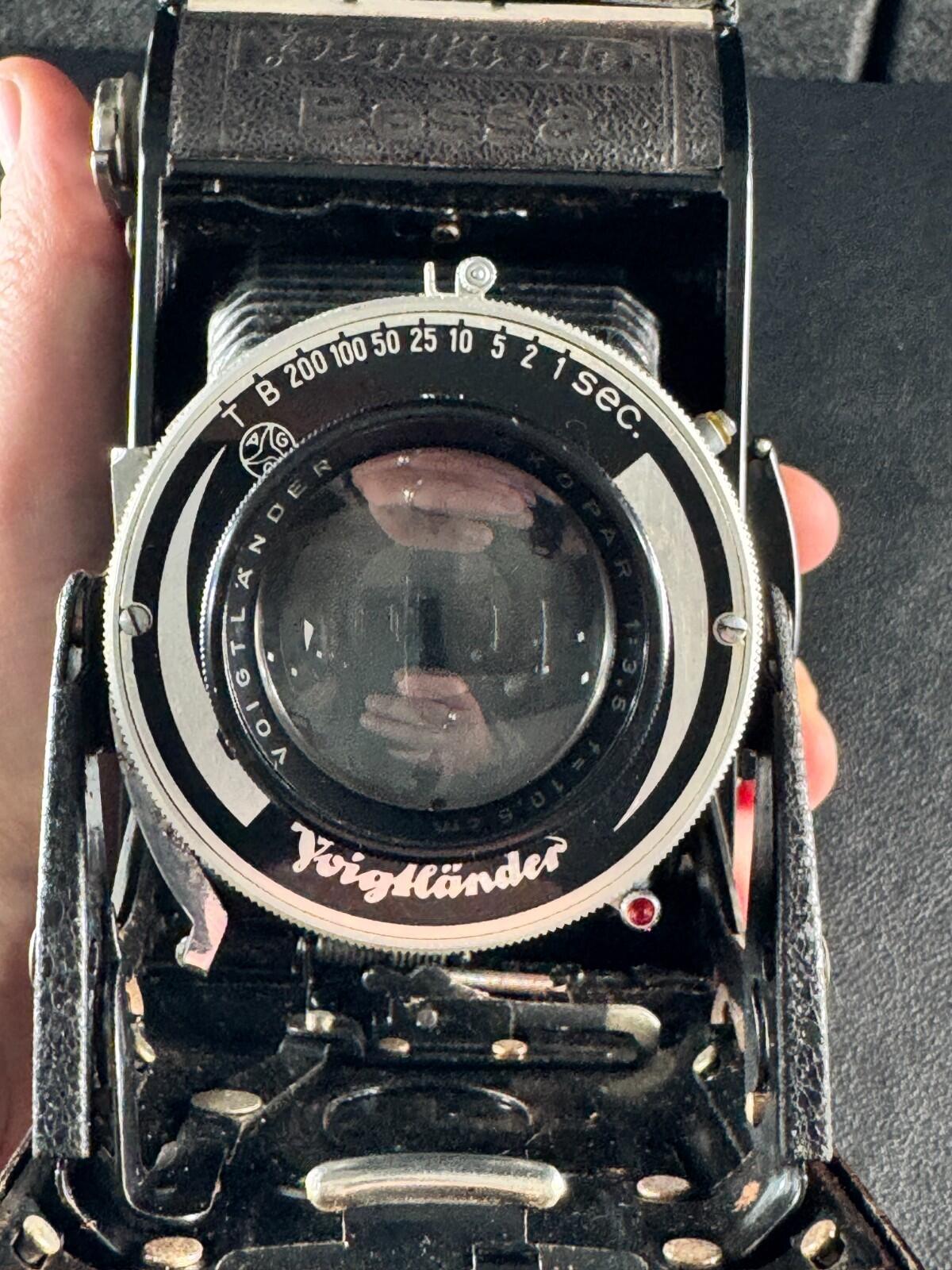 Voigtländer Bessa Vintage 1930's Folding Bellows Camera & Case - Not Working