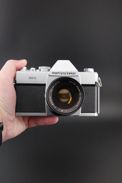 Mamiya/Sekor 500TL 35mm Film Camera +  50mm f/2 Lens Winds, Fires, Faulty Meter