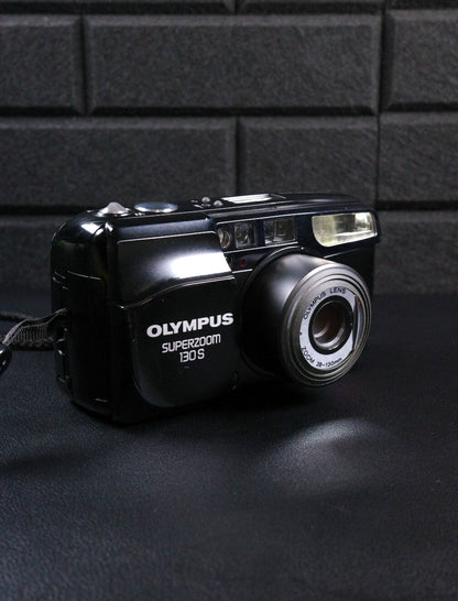 Olympus Superzoom 130 S 35mm Point & Shoot Compact Film Camera Tested & Working