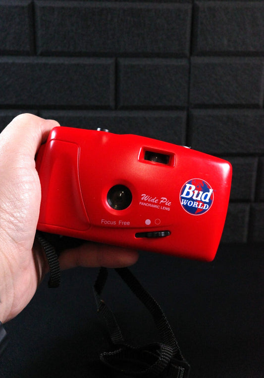 Bud World Panorama Wide Pic Vintage 1990's Red 35mm Camera - Tested & Working