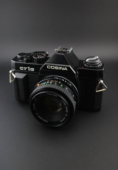 Cosina CT1G Vintage 35mm Film SLR Camera + 50mm 1:2 Lens - Tested & Working