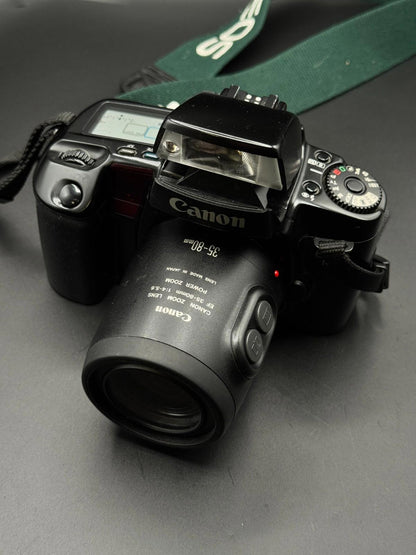 Vintage Canon EOS 100 35mm Film Camera + 35-80mm Power Zoom Lens - Working (O15)