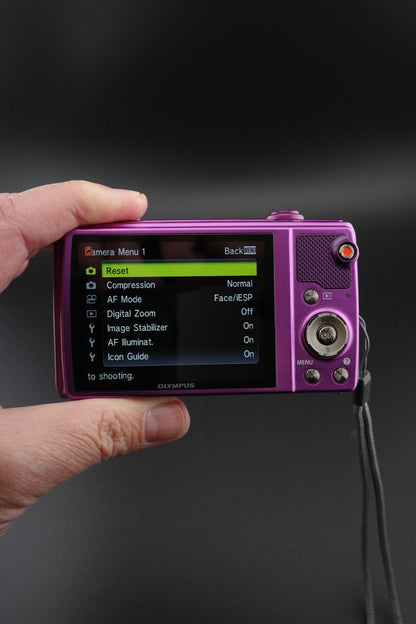 Olympus VR-350 Purple 16MP 10x Zoom Camera, New Battery & Charger Tested Working