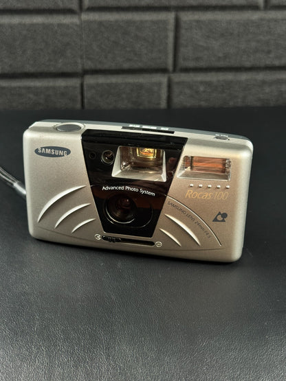 Rare 1990's Samsung Rocas 100 Camera APS Film Camera + Battery Tested & Working