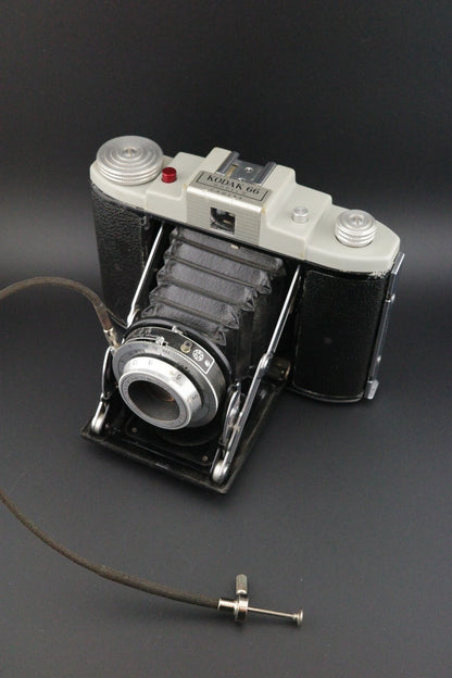 Kodak 66 Model II Vintage 1950's 120 Film Folding Camera + Case Tested & Working