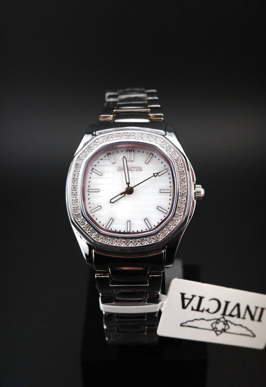 New Boxed Invicta Wildflower 001-GA-L-500 Ladies 32mm Silver Tone Bracelet Watch