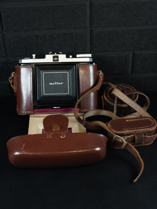 Zeiss Ikon Nettar 518/16 Vintage 1950s Folding Bellows Camera + Extras - Working