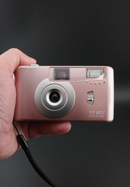 Pink VF201 Focus Free Point and Shoot 35mm Film Camera - Tested & Working