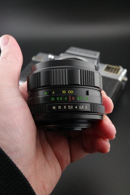 Praktica LB2 Vintage 35mm SLR + Helios 44M-4 58mm f2 M42 Film Tested & Working