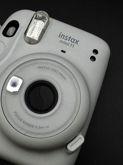 Fujifilm Instax Mini 11 Instant Camera Ice White & Leather Case - Fully Working