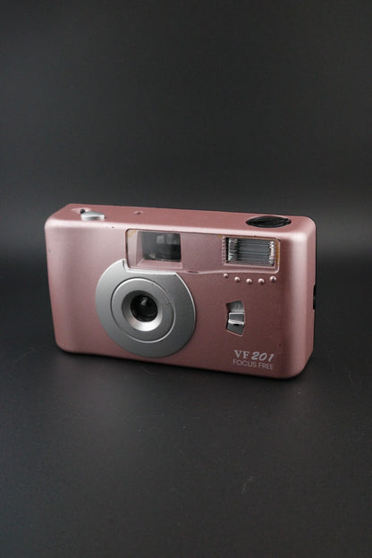 Pink VF201 Focus Free Point and Shoot 35mm Film Camera - Tested & Working