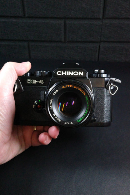 Chinon CE-4 SLR 35mm Film Camera + Auto Chinon 50mm 1 .7 Faulty Spares or Repair