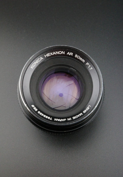 Konica Hexanon AR 50mm f1.7 Prime AR Mount Lens Vintage 1970's Japan - Clean