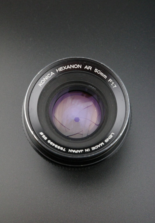 Konica Hexanon AR 50mm f1.7 Prime AR Mount Lens Vintage 1970's Japan - Clean