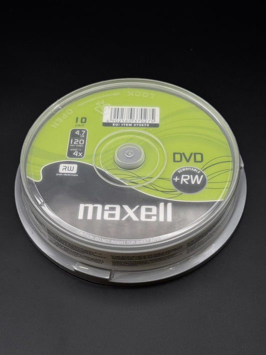 Maxell DVD+RW  10 x Rewritable Blank DVD Discs 4.7GB/120 Min/4x - New & Sealed