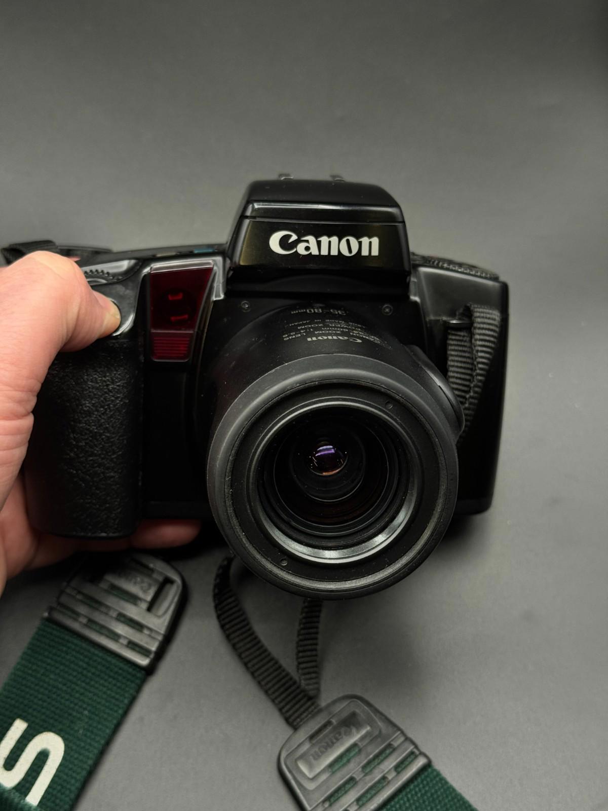 Vintage Canon EOS 100 35mm Film Camera + 35-80mm Power Zoom Lens - Working (O15)