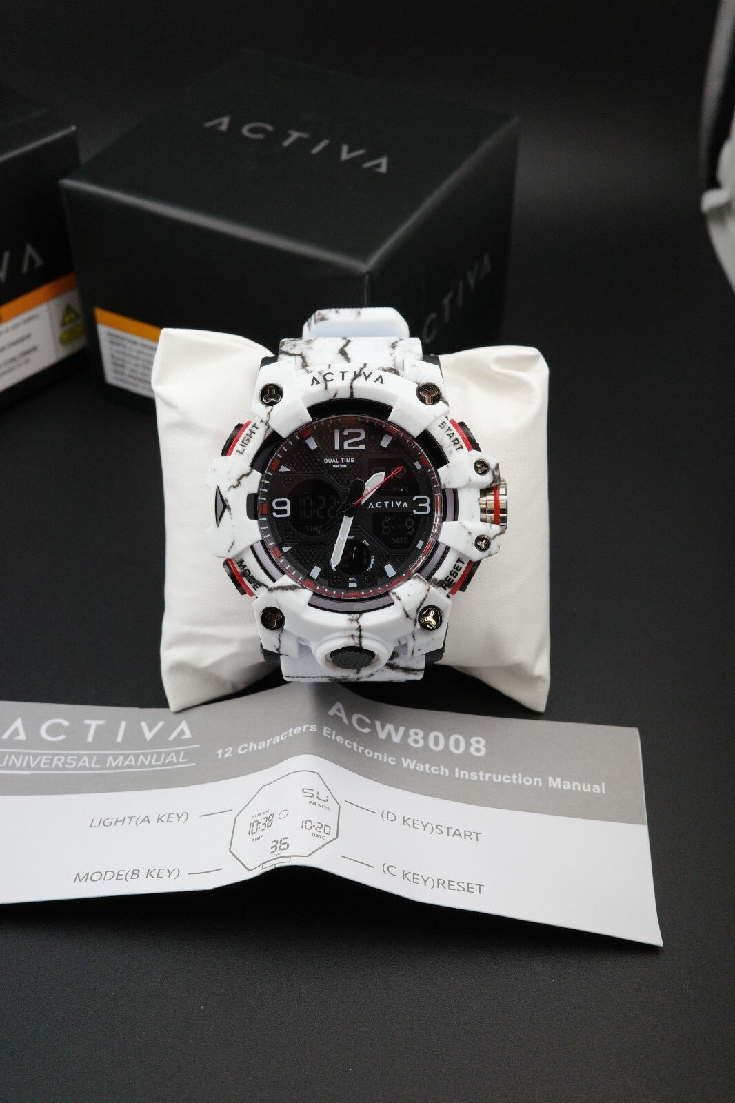 Brand New & Boxed - Activa X Invicta ACW8008-003 Men's Digital Watch 49mm White Camouflage