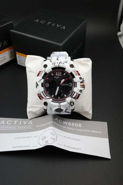 Brand New & Boxed - Activa X Invicta ACW8008-003 Men's Digital Watch 49mm White Camouflage
