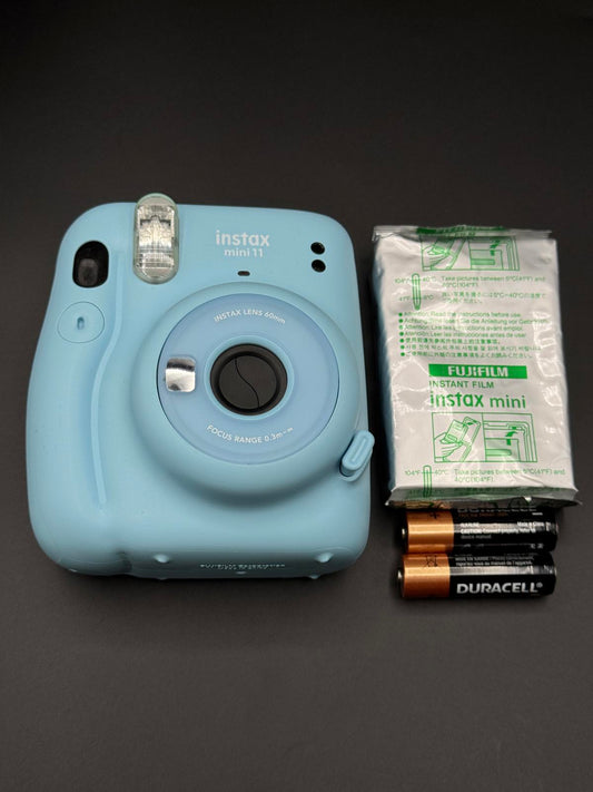 Fujifilm Instax Mini 11 Baby Blue Instant Camera + Film & Batteries - Working