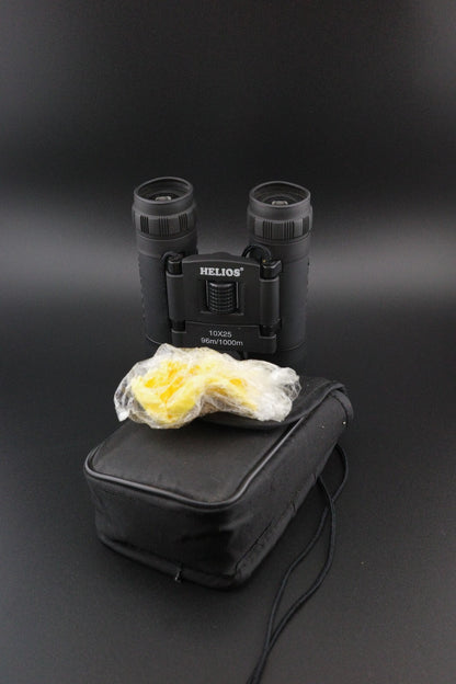 Helios 10 x 25 Compact Travel Binoculars and Case - 96M-1000M