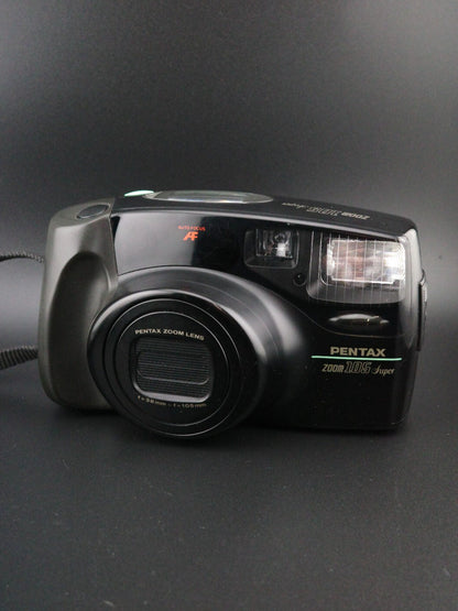 Pentax Zoom 105 Vintage 35mm Film Camera + Batteries - Film Tested & Working