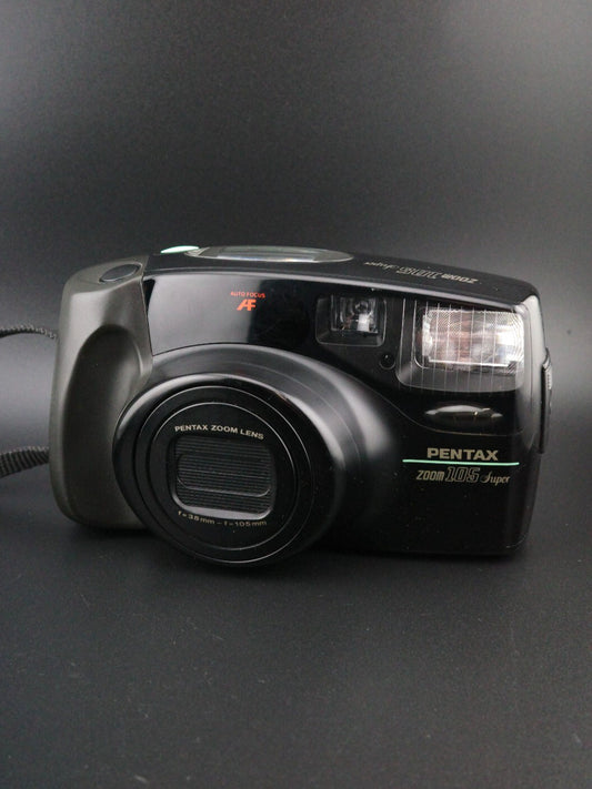 Pentax Zoom 105 Vintage 35mm Film Camera + Batteries - Film Tested & Working