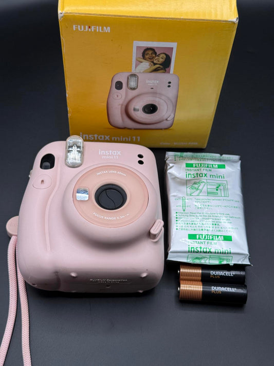 Boxed Fujifilm Instax Mini 11 Pink Instant Camera + Film & Batteries - Working