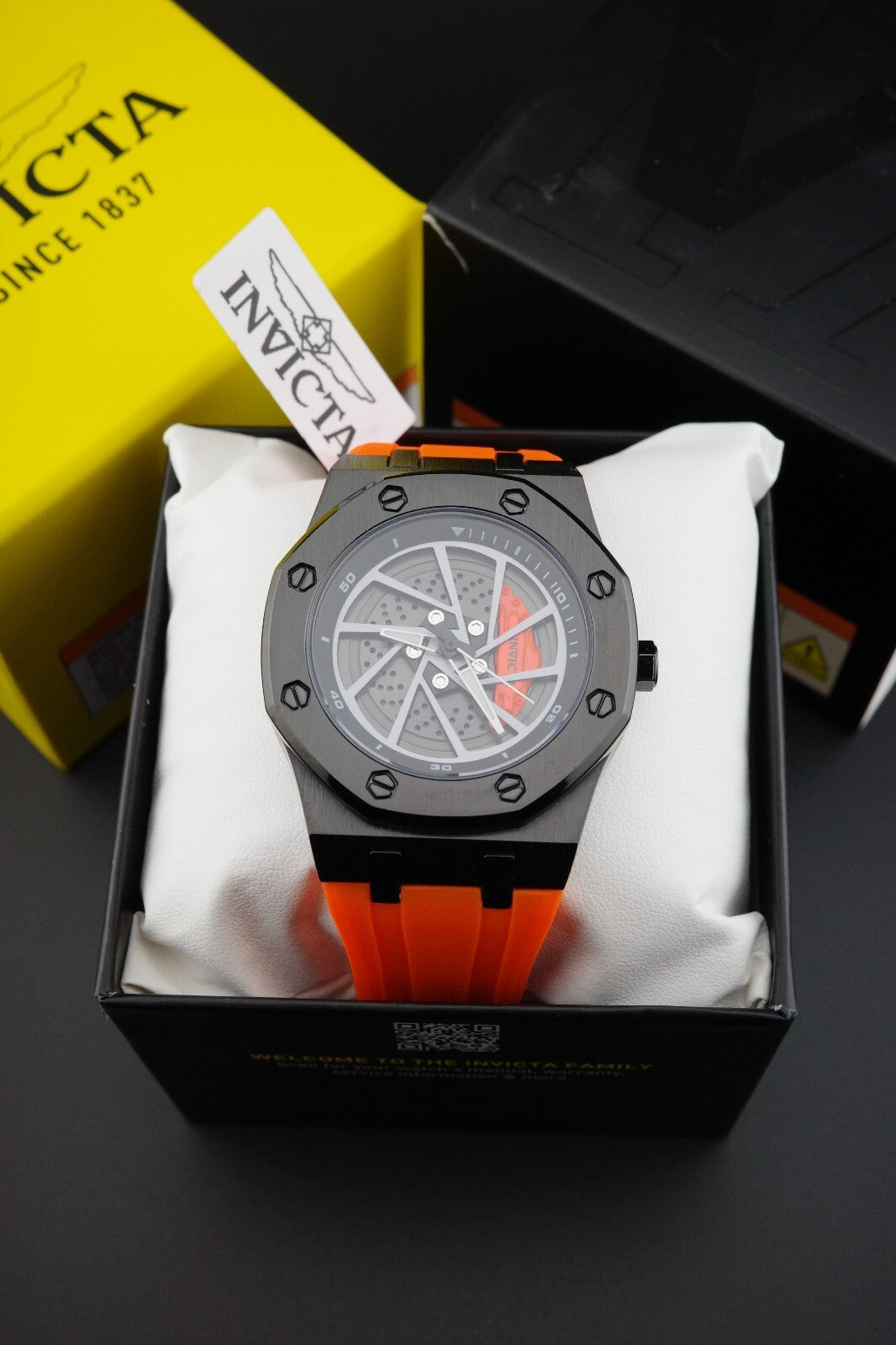 Invicta Speedway Rim 69490 Men’s Watch 42mm Black Orange - Brand New & Boxed