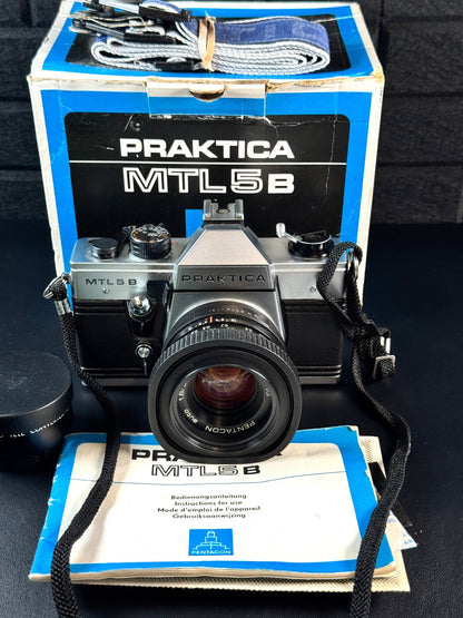 Praktica MTL 5B Vintage 35mm Film SLR Camera & 50mm f/2.8 Lens (Read Details)