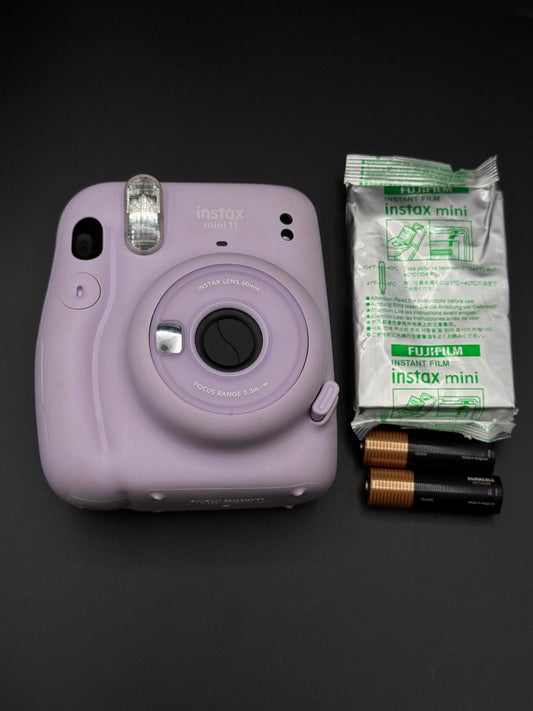 Boxed Fujifilm Instax Mini 11 Lilac Instant Camera + Film & Batteries - Working
