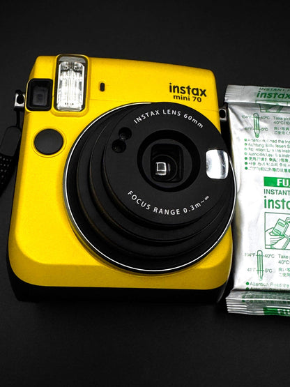 Fujifilm Instax Mini 70 Yellow Instant Film Camera + Film & Batteries - Working