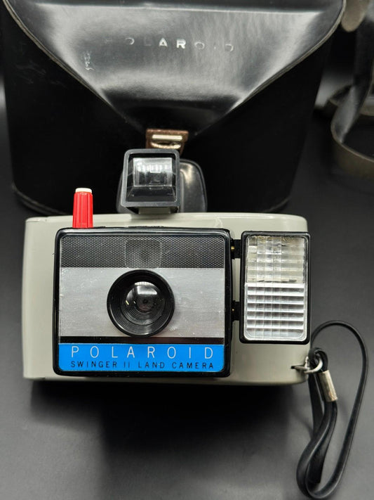 Vintage 1960's Polaroid Swinger II (2) Land Camera + Leather Case & Instructions