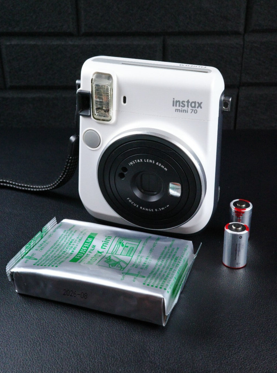 Working Fujifilm Instax Mini 70 Moon White Instant Film Camera + Film/Batteries