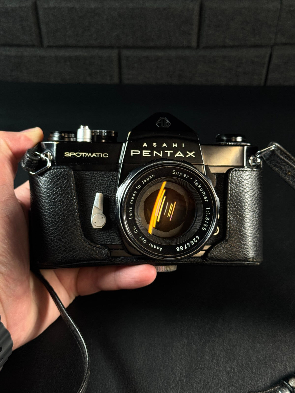 Asahi Pentax Spotmatic SP 35mm SLR Film Camera + Takumar 55mm 1.8 Lens - Working