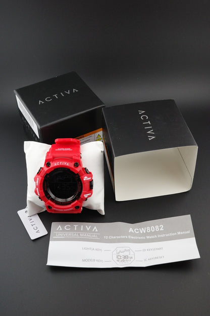 Brand New & Boxed Activa Digital ACW8082-032 Unisex Red Digital Watch 50mm