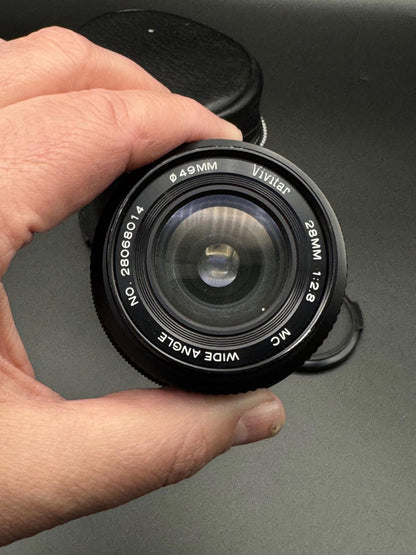 Vivitar MC Wide Angle 28mm f2.8 Vintage Lens PK Tested Clean Glass + Case - VGC
